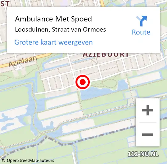 Locatie op kaart van de 112 melding: Ambulance Met Spoed Naar Loosduinen, Straat van Ormoes op 31 oktober 2018 11:04