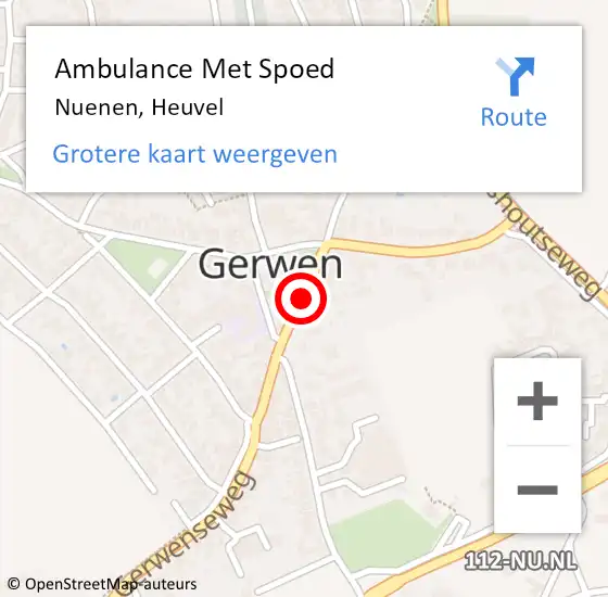 Locatie op kaart van de 112 melding: Ambulance Met Spoed Naar Nuenen, Heuvel op 31 oktober 2018 11:17