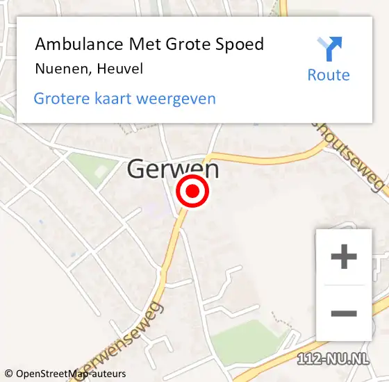 Locatie op kaart van de 112 melding: Ambulance Met Grote Spoed Naar Nuenen, Heuvel op 31 oktober 2018 11:20