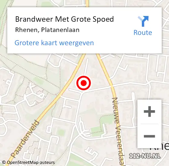 Locatie op kaart van de 112 melding: Brandweer Met Grote Spoed Naar Rhenen, Platanenlaan op 31 oktober 2018 11:44