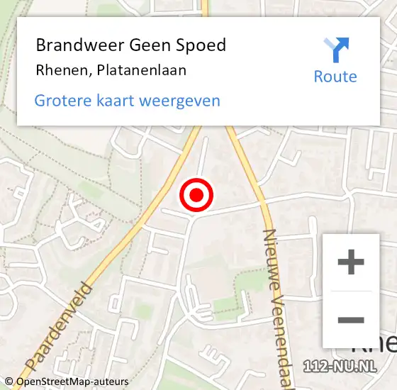 Locatie op kaart van de 112 melding: Brandweer Geen Spoed Naar Rhenen, Platanenlaan op 31 oktober 2018 11:48