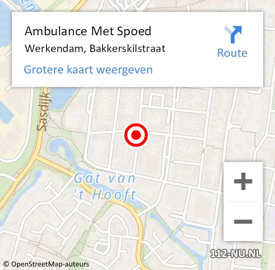 Locatie op kaart van de 112 melding: Ambulance Met Spoed Naar Werkendam, Bakkerskilstraat op 31 oktober 2018 12:06