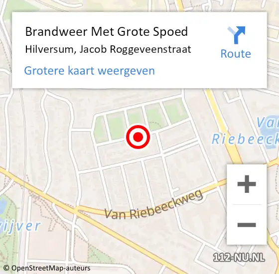 Locatie op kaart van de 112 melding: Brandweer Met Grote Spoed Naar Hilversum, Jacob Roggeveenstraat op 31 oktober 2018 12:34