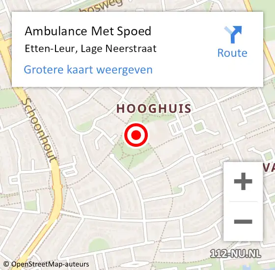 Locatie op kaart van de 112 melding: Ambulance Met Spoed Naar Etten-Leur, Lage Neerstraat op 31 oktober 2018 12:36