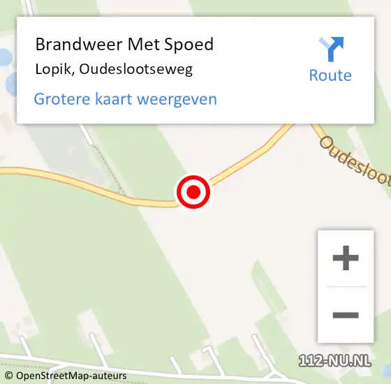 Locatie op kaart van de 112 melding: Brandweer Met Spoed Naar Lopik, Oudeslootseweg op 13 maart 2014 11:35