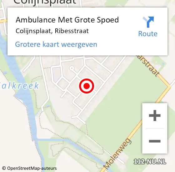 Locatie op kaart van de 112 melding: Ambulance Met Grote Spoed Naar Colijnsplaat, Ribesstraat op 31 oktober 2018 13:05
