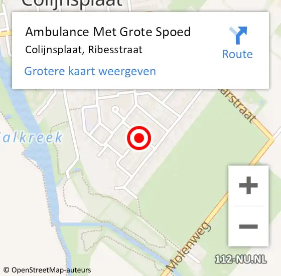 Locatie op kaart van de 112 melding: Ambulance Met Grote Spoed Naar Colijnsplaat, Ribesstraat op 31 oktober 2018 13:07