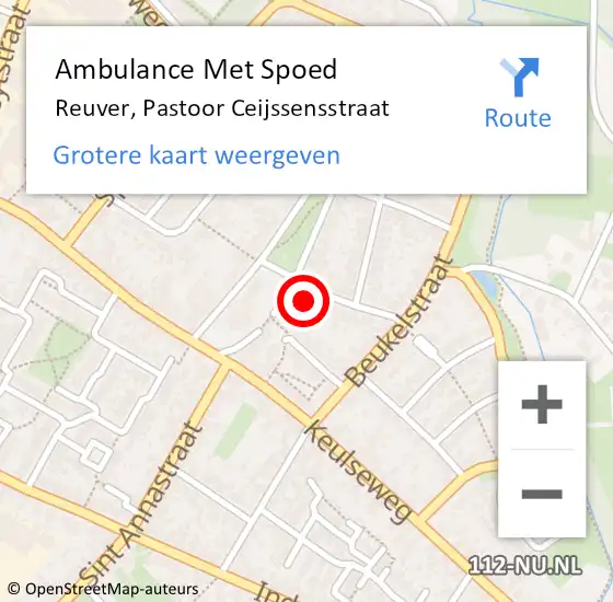 Locatie op kaart van de 112 melding: Ambulance Met Spoed Naar Reuver, Pastoor Ceijssensstraat op 13 maart 2014 11:38