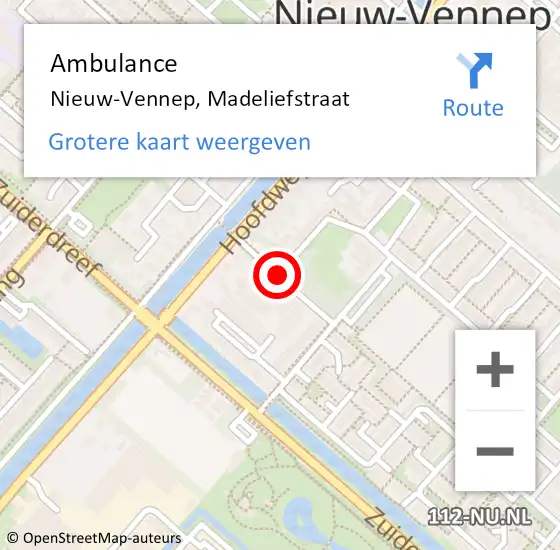 Locatie op kaart van de 112 melding: Ambulance Nieuw-Vennep, Madeliefstraat op 31 oktober 2018 14:05