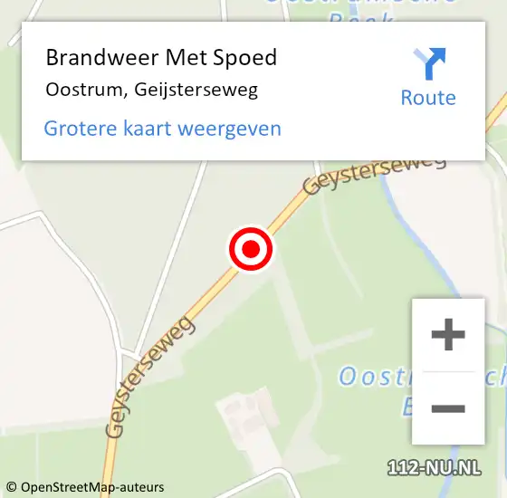 Locatie op kaart van de 112 melding: Brandweer Met Spoed Naar Oostrum, Geijsterseweg op 31 oktober 2018 14:39