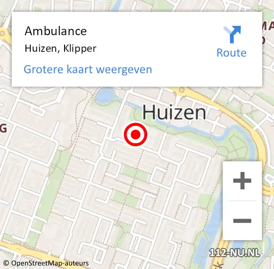 Locatie op kaart van de 112 melding: Ambulance Huizen, Klipper op 13 maart 2014 11:47