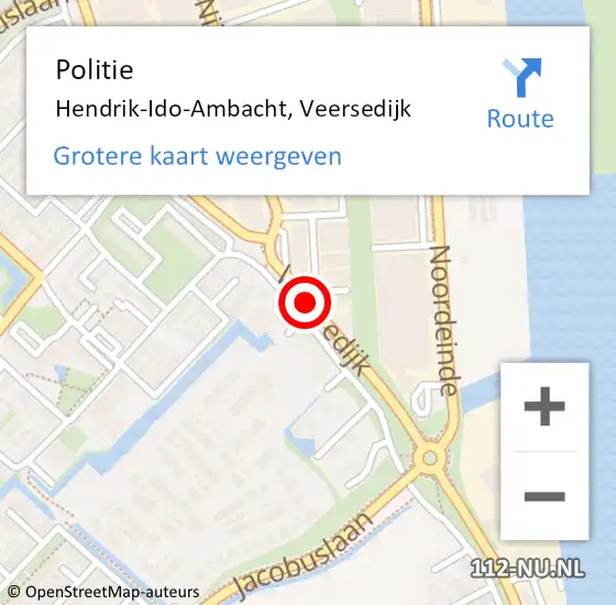 Locatie op kaart van de 112 melding: Politie Hendrik-Ido-Ambacht, Veersedijk op 31 oktober 2018 16:46