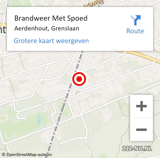 Locatie op kaart van de 112 melding: Brandweer Met Spoed Naar Aerdenhout, Grenslaan op 31 oktober 2018 16:46