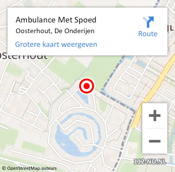Locatie op kaart van de 112 melding: Ambulance Met Spoed Naar Oosterhout, De Onderijen op 31 oktober 2018 17:12