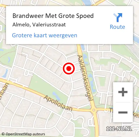 Locatie op kaart van de 112 melding: Brandweer Met Grote Spoed Naar Almelo, Valeriusstraat op 31 oktober 2018 17:26