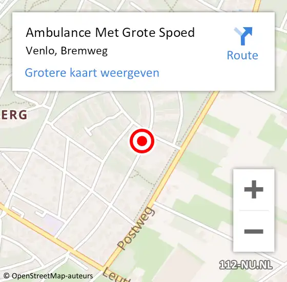 Locatie op kaart van de 112 melding: Ambulance Met Grote Spoed Naar Venlo, Bremweg op 31 oktober 2018 17:32