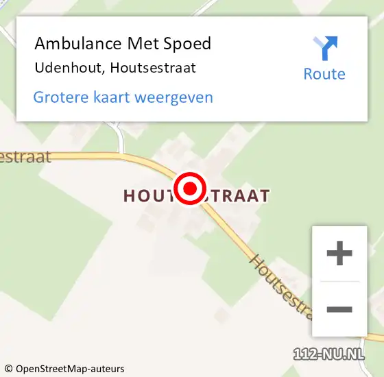 Locatie op kaart van de 112 melding: Ambulance Met Spoed Naar Udenhout, Houtsestraat op 31 oktober 2018 17:57