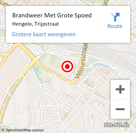 Locatie op kaart van de 112 melding: Brandweer Met Grote Spoed Naar Hengelo, Trijpstraat op 31 oktober 2018 18:26