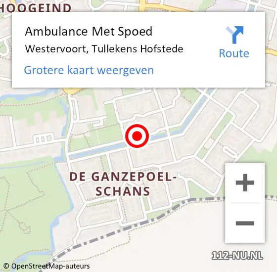 Locatie op kaart van de 112 melding: Ambulance Met Spoed Naar Westervoort, Tullekens Hofstede op 31 oktober 2018 19:03