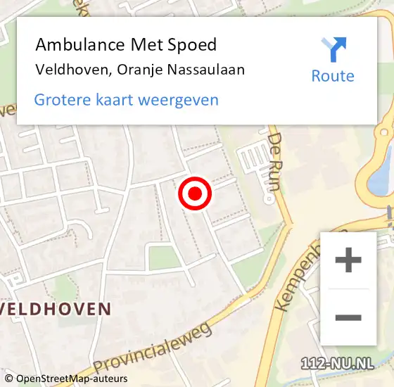 Locatie op kaart van de 112 melding: Ambulance Met Spoed Naar Veldhoven, Oranje Nassaulaan op 31 oktober 2018 19:42