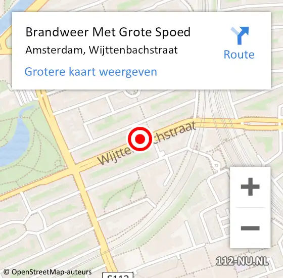 Locatie op kaart van de 112 melding: Brandweer Met Grote Spoed Naar Amsterdam, Wijttenbachstraat op 31 oktober 2018 20:02