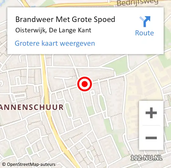 Locatie op kaart van de 112 melding: Brandweer Met Grote Spoed Naar Oisterwijk, De Lange Kant op 31 oktober 2018 20:59