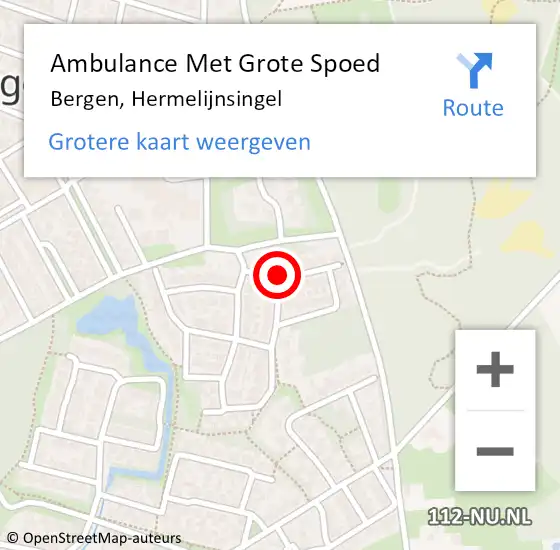 Locatie op kaart van de 112 melding: Ambulance Met Grote Spoed Naar Bergen, Hermelijnsingel op 31 oktober 2018 21:21