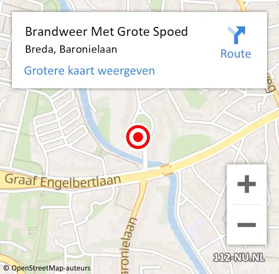 Locatie op kaart van de 112 melding: Brandweer Met Grote Spoed Naar Breda, Baronielaan op 31 oktober 2018 21:22