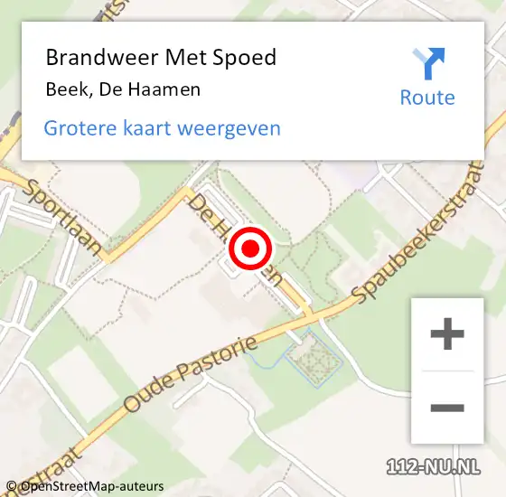 Locatie op kaart van de 112 melding: Brandweer Met Spoed Naar Beek, De Haamen op 31 oktober 2018 23:05