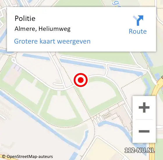 Locatie op kaart van de 112 melding: Politie Almere, Heliumweg op 31 oktober 2018 23:43
