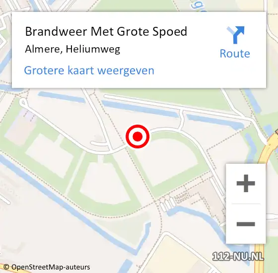 Locatie op kaart van de 112 melding: Brandweer Met Grote Spoed Naar Almere, Heliumweg op 31 oktober 2018 23:43