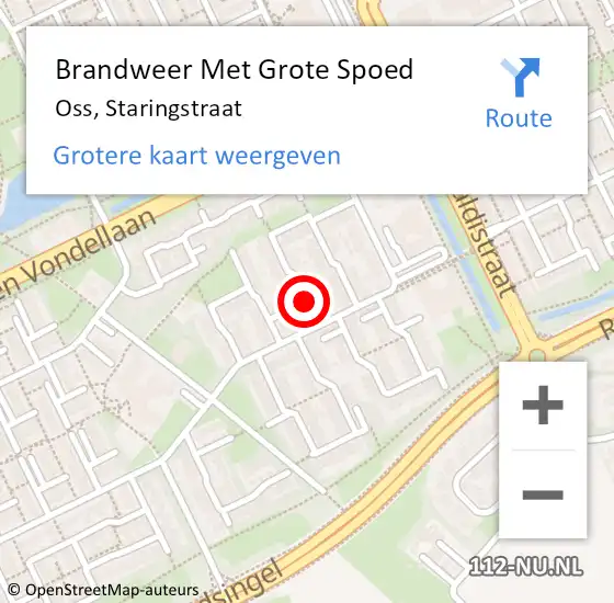 Locatie op kaart van de 112 melding: Brandweer Met Grote Spoed Naar Oss, Staringstraat op 1 november 2018 00:10