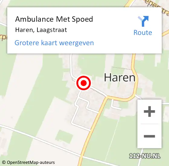 Locatie op kaart van de 112 melding: Ambulance Met Spoed Naar Haren, Laagstraat op 1 november 2018 00:52