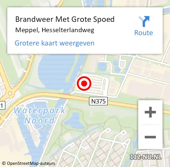 Locatie op kaart van de 112 melding: Brandweer Met Grote Spoed Naar Meppel, Hesselterlandweg op 1 november 2018 01:10