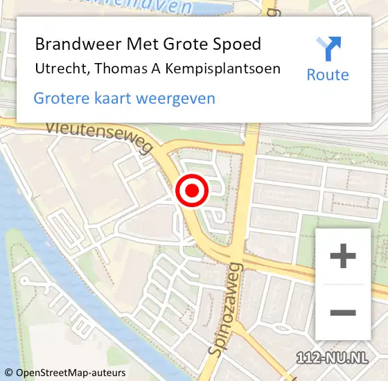 Locatie op kaart van de 112 melding: Brandweer Met Grote Spoed Naar Utrecht, Thomas A Kempisplantsoen op 1 november 2018 04:30