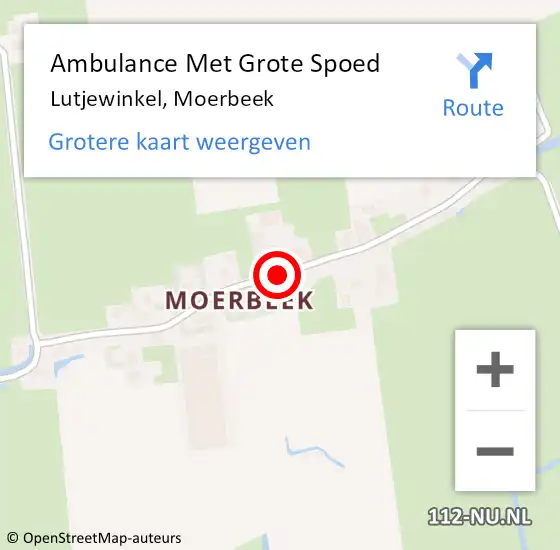 Locatie op kaart van de 112 melding: Ambulance Met Grote Spoed Naar Lutjewinkel, Moerbeek op 1 november 2018 06:34