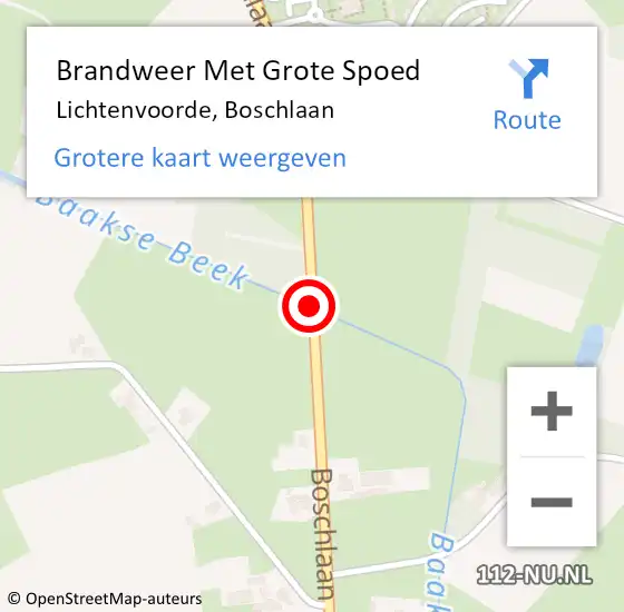 Locatie op kaart van de 112 melding: Brandweer Met Grote Spoed Naar Lichtenvoorde, Boschlaan op 1 november 2018 08:07