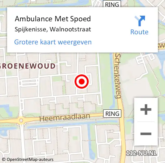 Locatie op kaart van de 112 melding: Ambulance Met Spoed Naar Spijkenisse, Walnootstraat op 1 november 2018 08:52