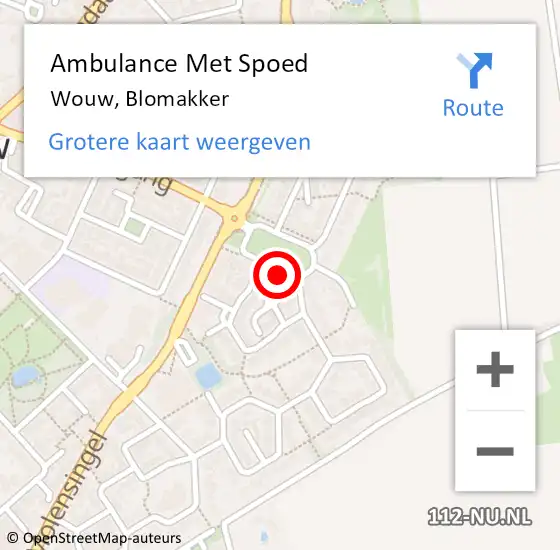 Locatie op kaart van de 112 melding: Ambulance Met Spoed Naar Wouw, Blomakker op 1 november 2018 10:09