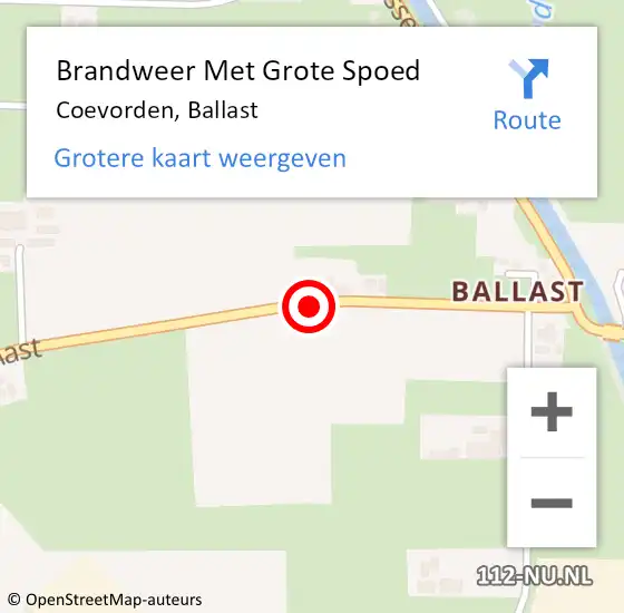 Locatie op kaart van de 112 melding: Brandweer Met Grote Spoed Naar Coevorden, Ballast op 1 november 2018 10:21