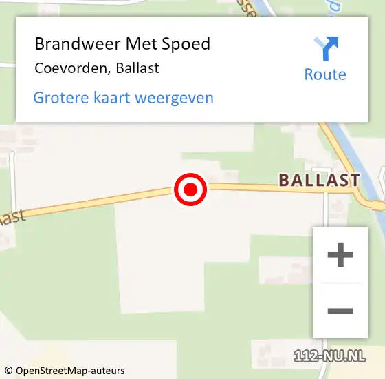 Locatie op kaart van de 112 melding: Brandweer Met Spoed Naar Coevorden, Ballast op 1 november 2018 11:18