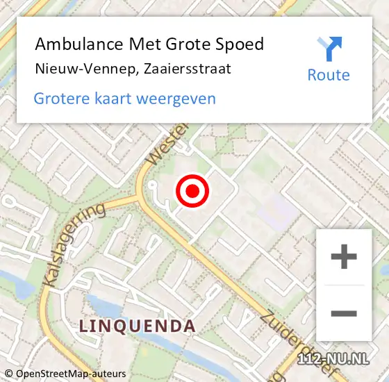 Locatie op kaart van de 112 melding: Ambulance Met Grote Spoed Naar Nieuw-Vennep, Zaaiersstraat op 1 november 2018 11:54