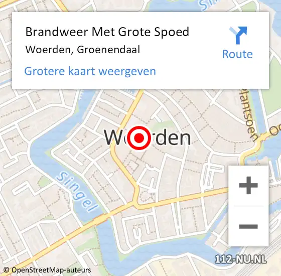 Locatie op kaart van de 112 melding: Brandweer Met Grote Spoed Naar Woerden, Groenendaal op 1 november 2018 12:47