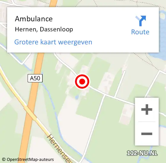 Locatie op kaart van de 112 melding: Ambulance Hernen, Dassenloop op 1 november 2018 13:27