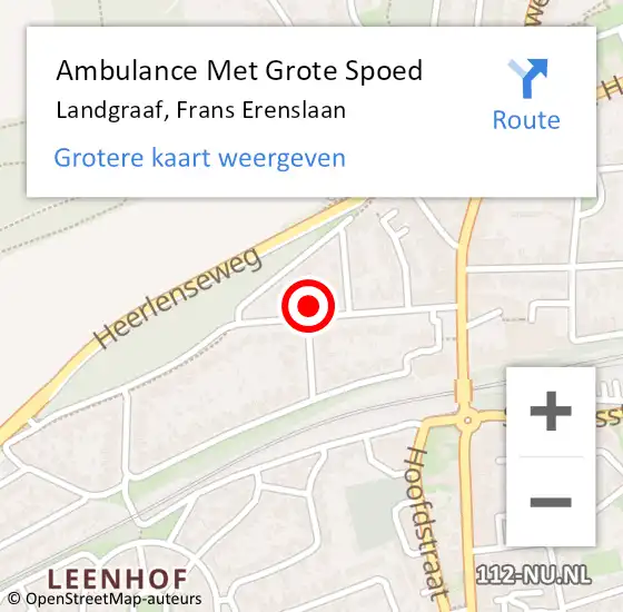 Locatie op kaart van de 112 melding: Ambulance Met Grote Spoed Naar Landgraaf, Frans Erenslaan op 13 maart 2014 12:56