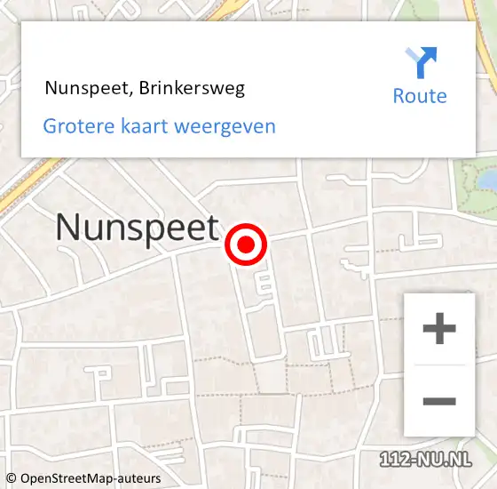 Locatie op kaart van de 112 melding:  Nunspeet, Brinkersweg op 1 november 2018 14:07