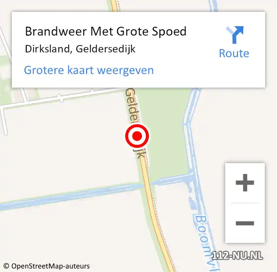 Locatie op kaart van de 112 melding: Brandweer Met Grote Spoed Naar Dirksland, Geldersedijk op 1 november 2018 14:29