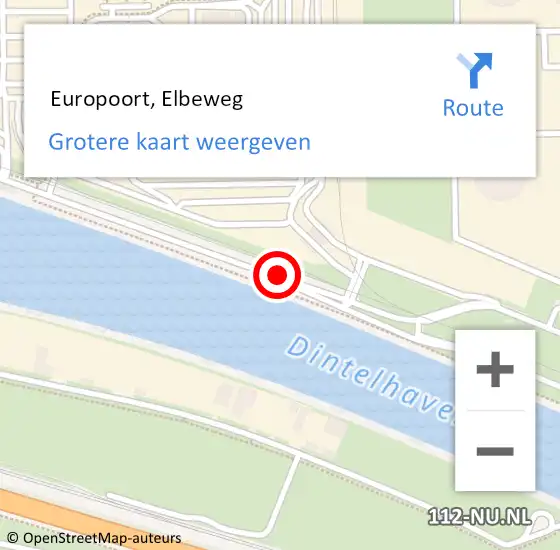 Locatie op kaart van de 112 melding:  Europoort, Elbeweg op 1 november 2018 14:55