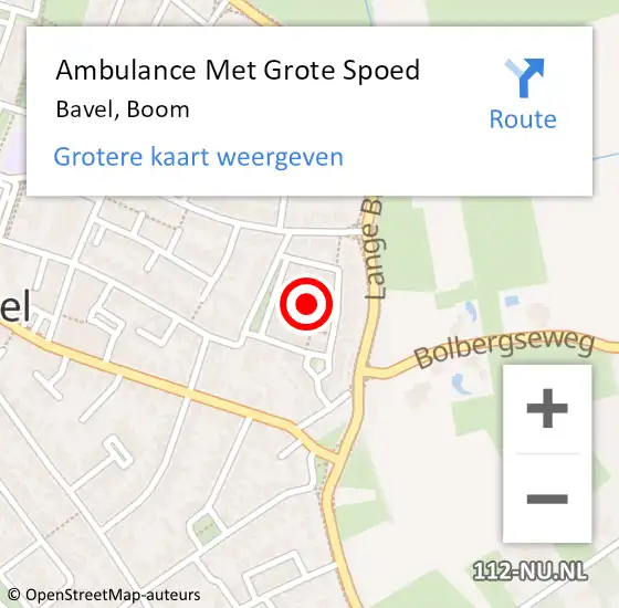 Locatie op kaart van de 112 melding: Ambulance Met Grote Spoed Naar Bavel, Boom op 1 november 2018 16:56