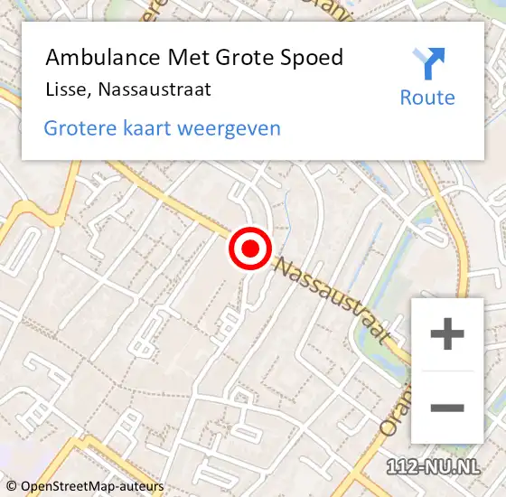 Locatie op kaart van de 112 melding: Ambulance Met Grote Spoed Naar Lisse, Nassaustraat op 1 november 2018 16:58